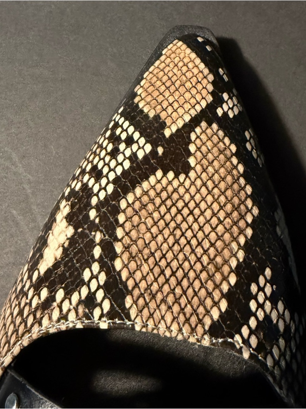 No Boundaries Snakeskin Mary Jane Flats Black Strap Pointed Toe Size 10 - Picture 3 of 6